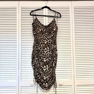 Leopard Print Dress With Side Gather Detail